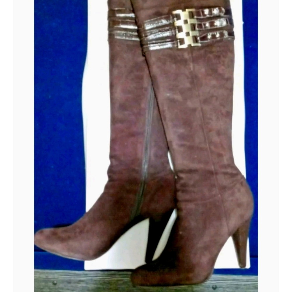 Calvin Klein womens Waverly gray tall suede boots size 8.5